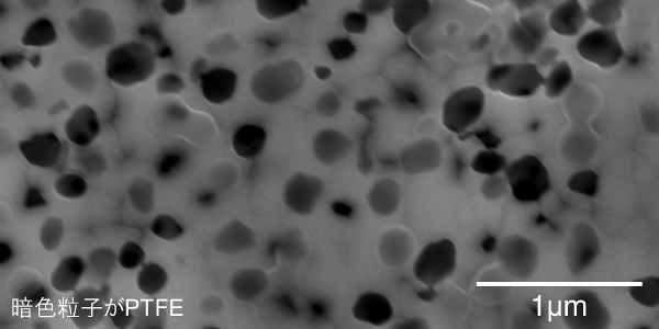 PTFE複合無電解ニッケル-リンめっきの電子顕微鏡写真